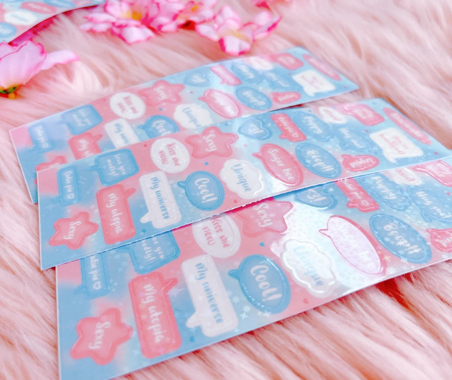 Bubble gum bubble speech sticker sheets