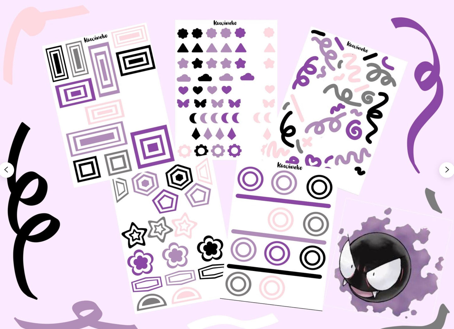 Gastly color palette deco sticker sheets