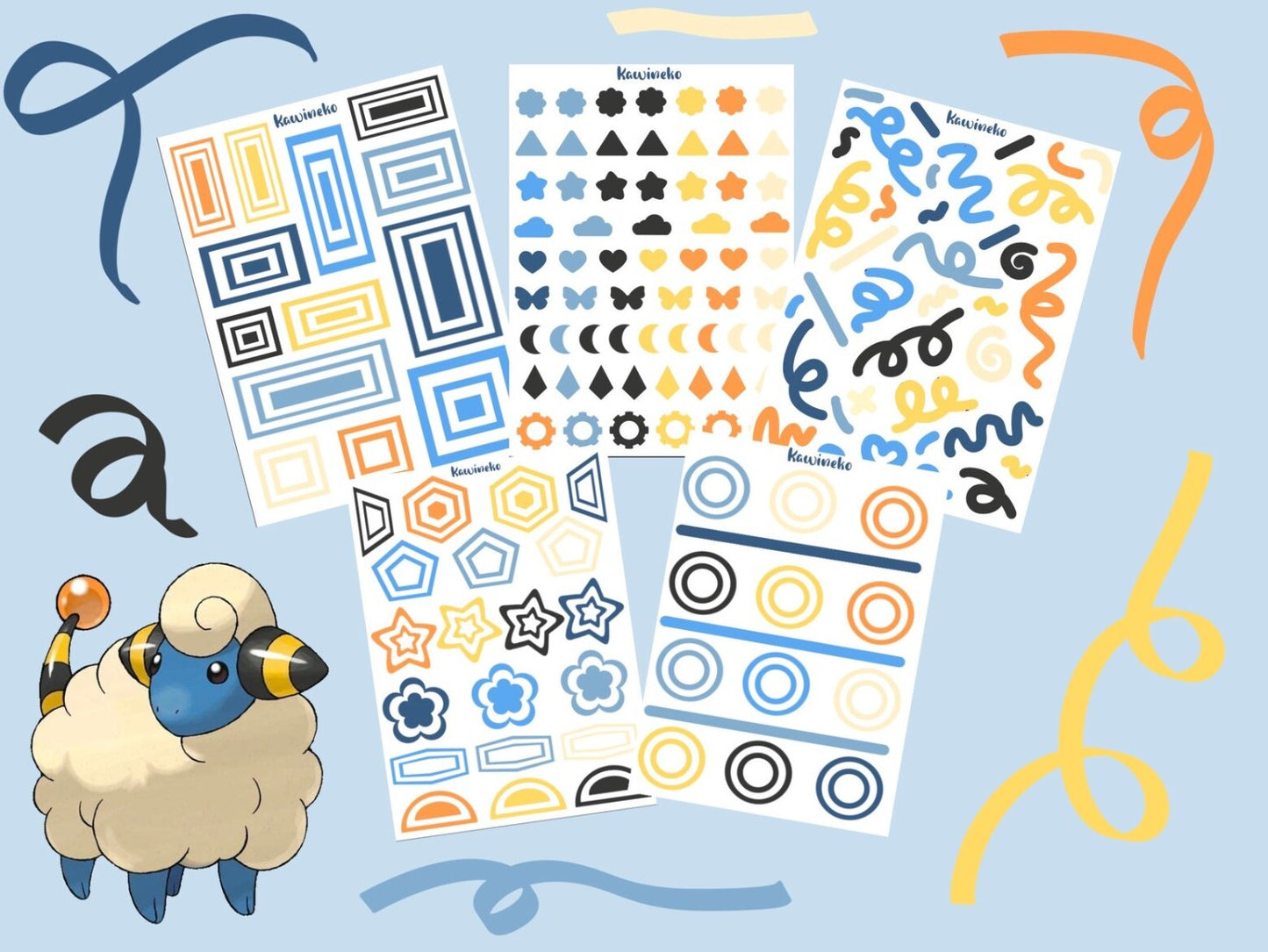 Mareep color palette deco sticker sheets