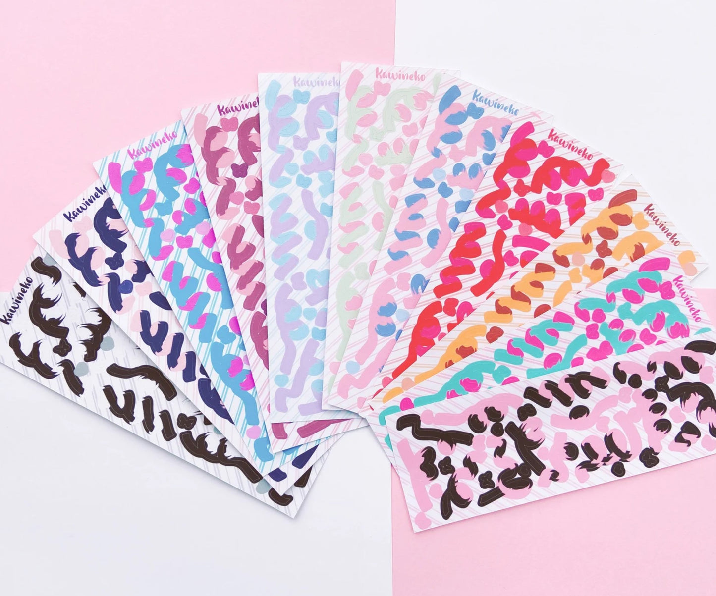 Thin double color Ribbons sticker sheets