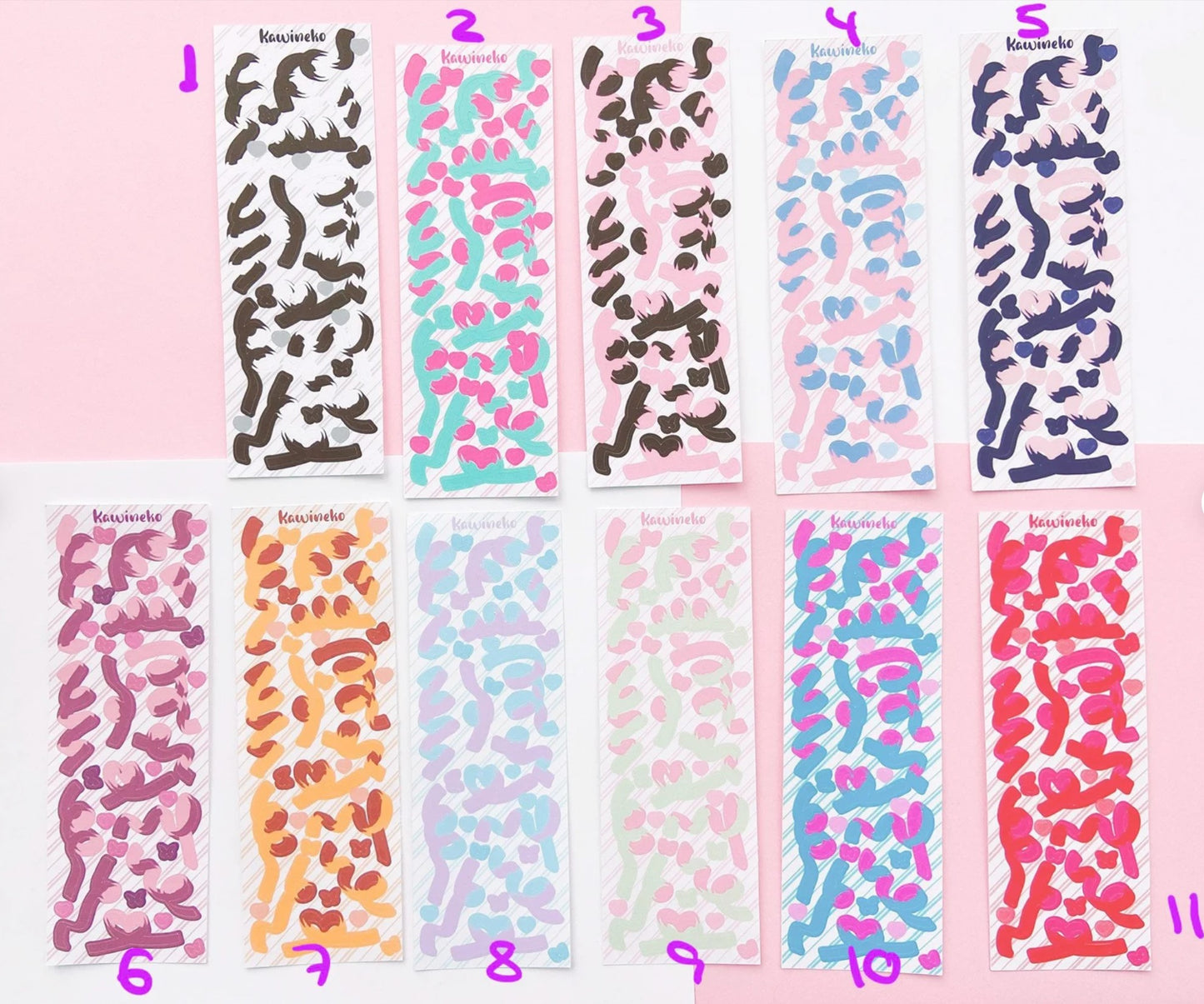 Thin double color Ribbons sticker sheets