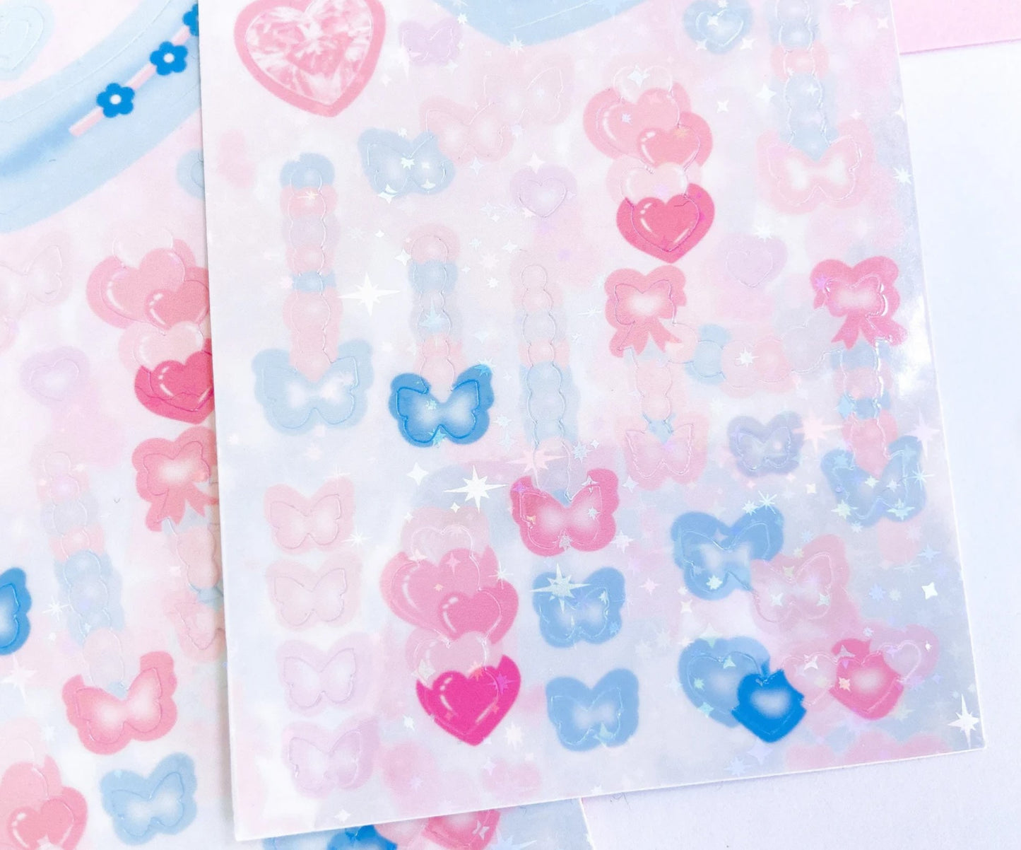 Soft pastel heart frame and decos sticker sheets