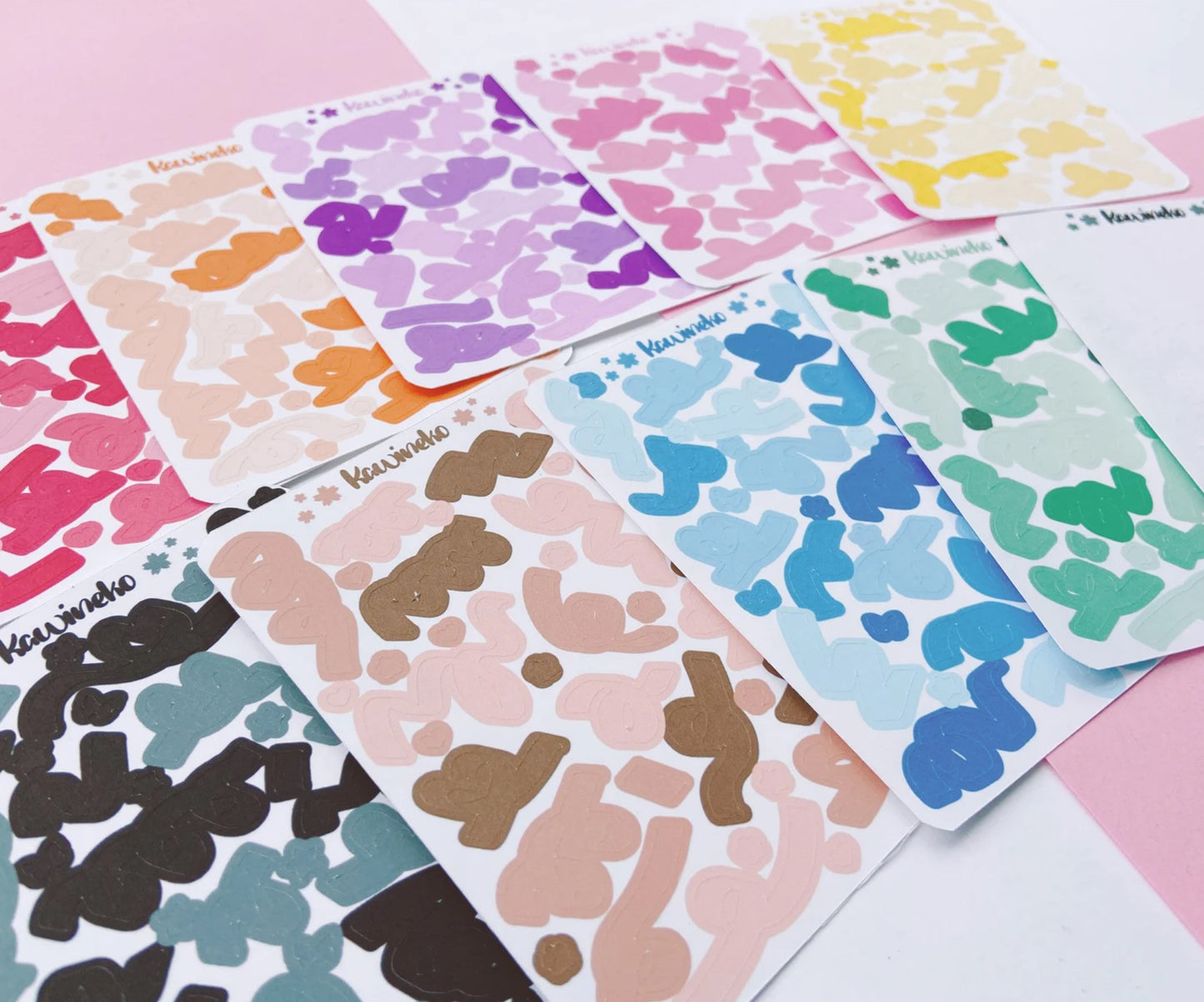 Colorful ribbons sticker sheets