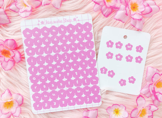Flower shaped alphabet sticker sheets