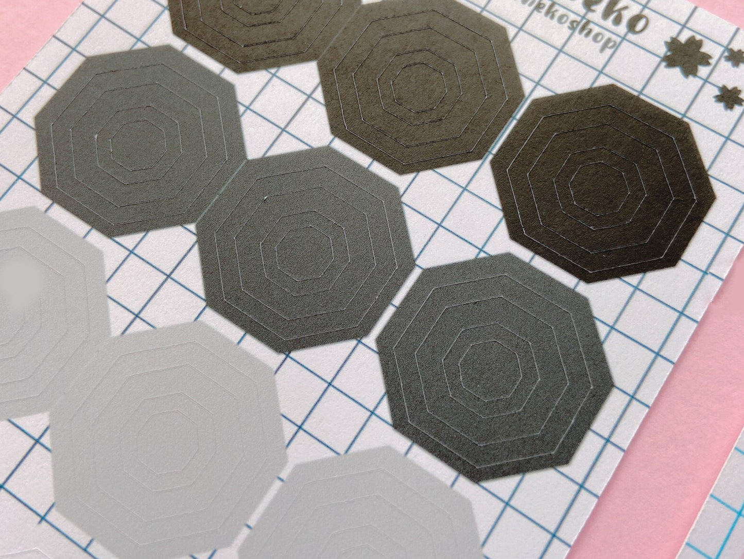 Octagon Outline concentric shapes  stickers sheets