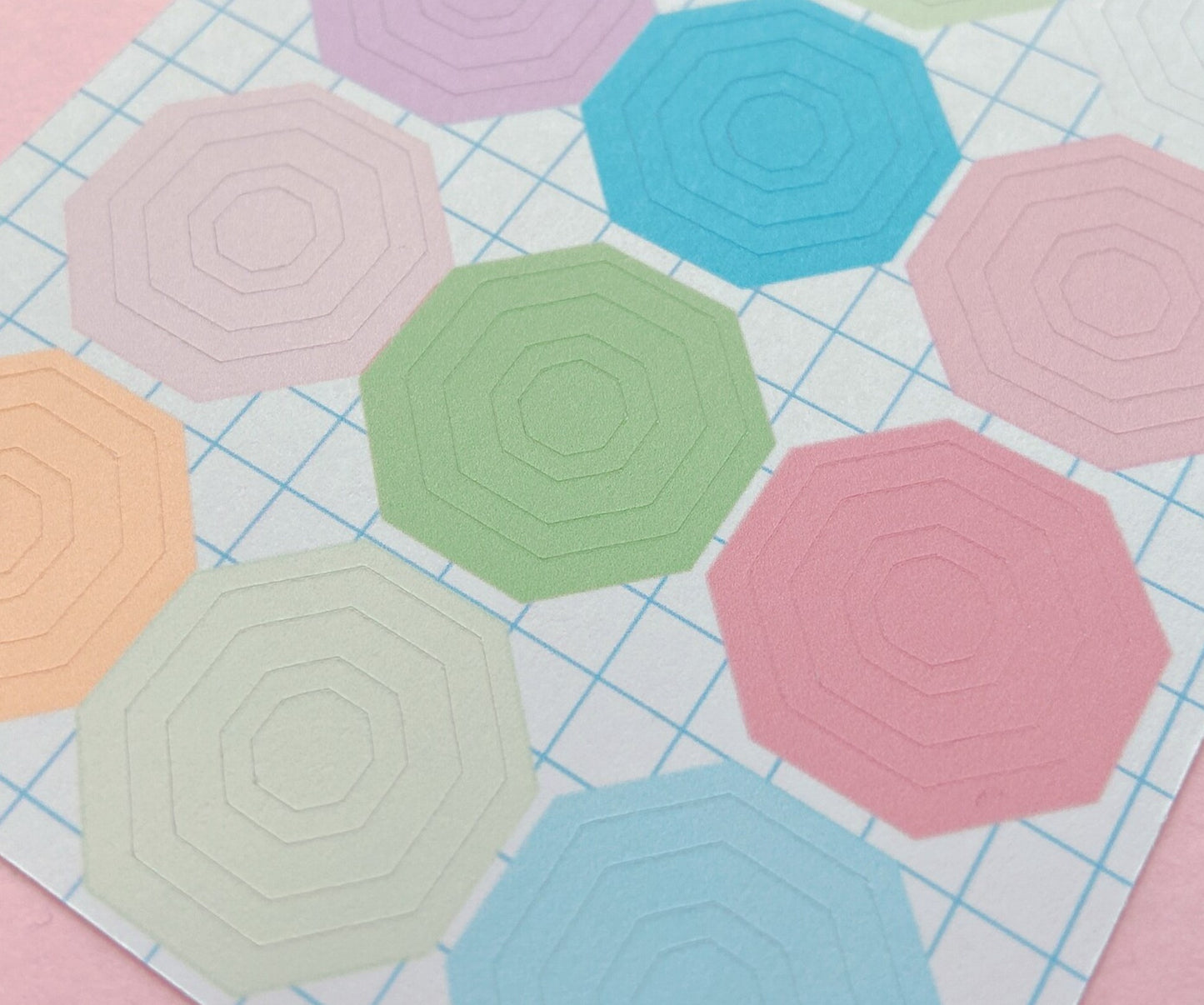 Octagon Outline concentric shapes  stickers sheets