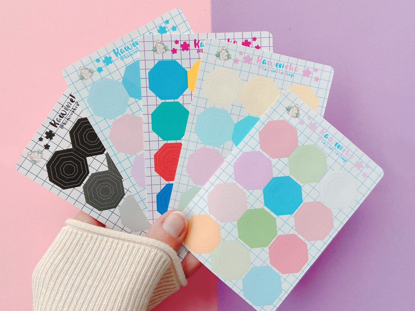 Octagon Outline concentric shapes  stickers sheets