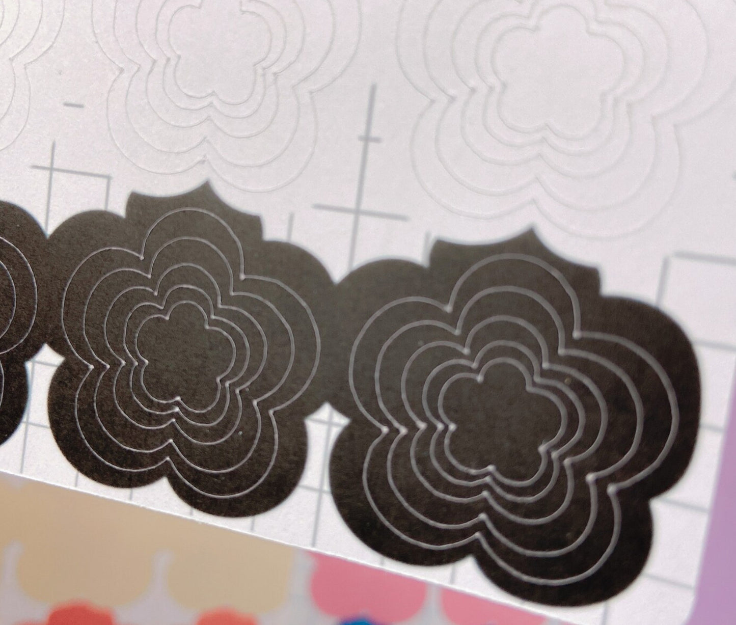 Outline concentric flower shapes  stickers sheets