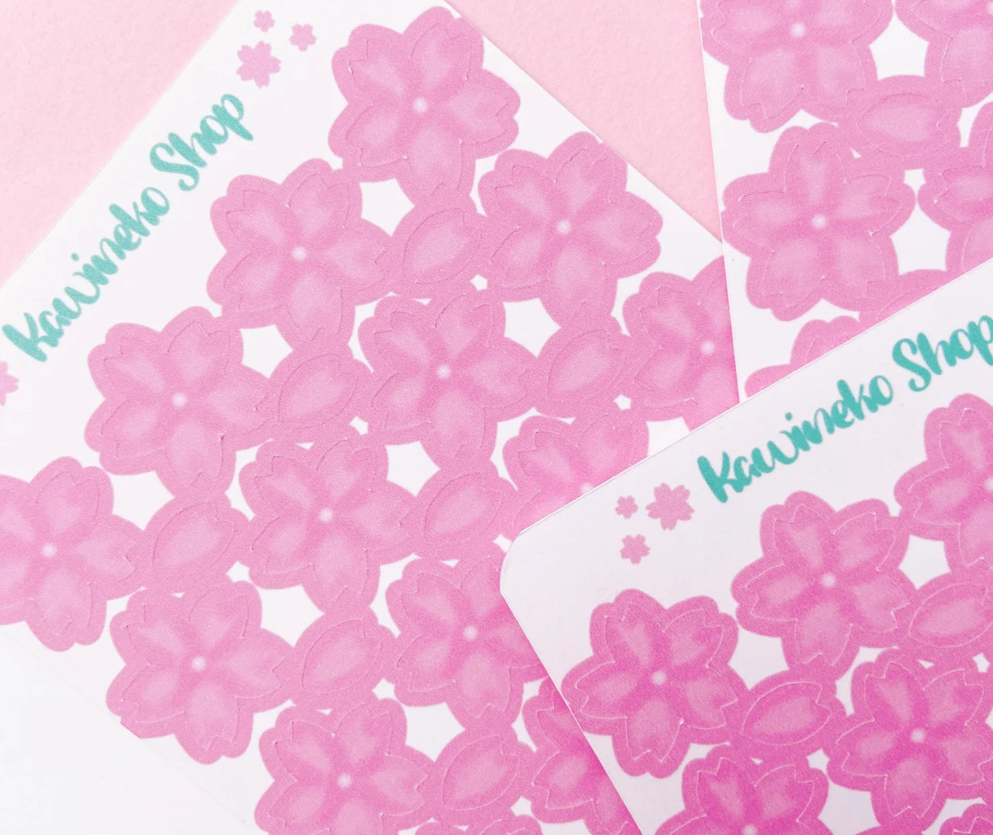 Pink sakura flower stickers