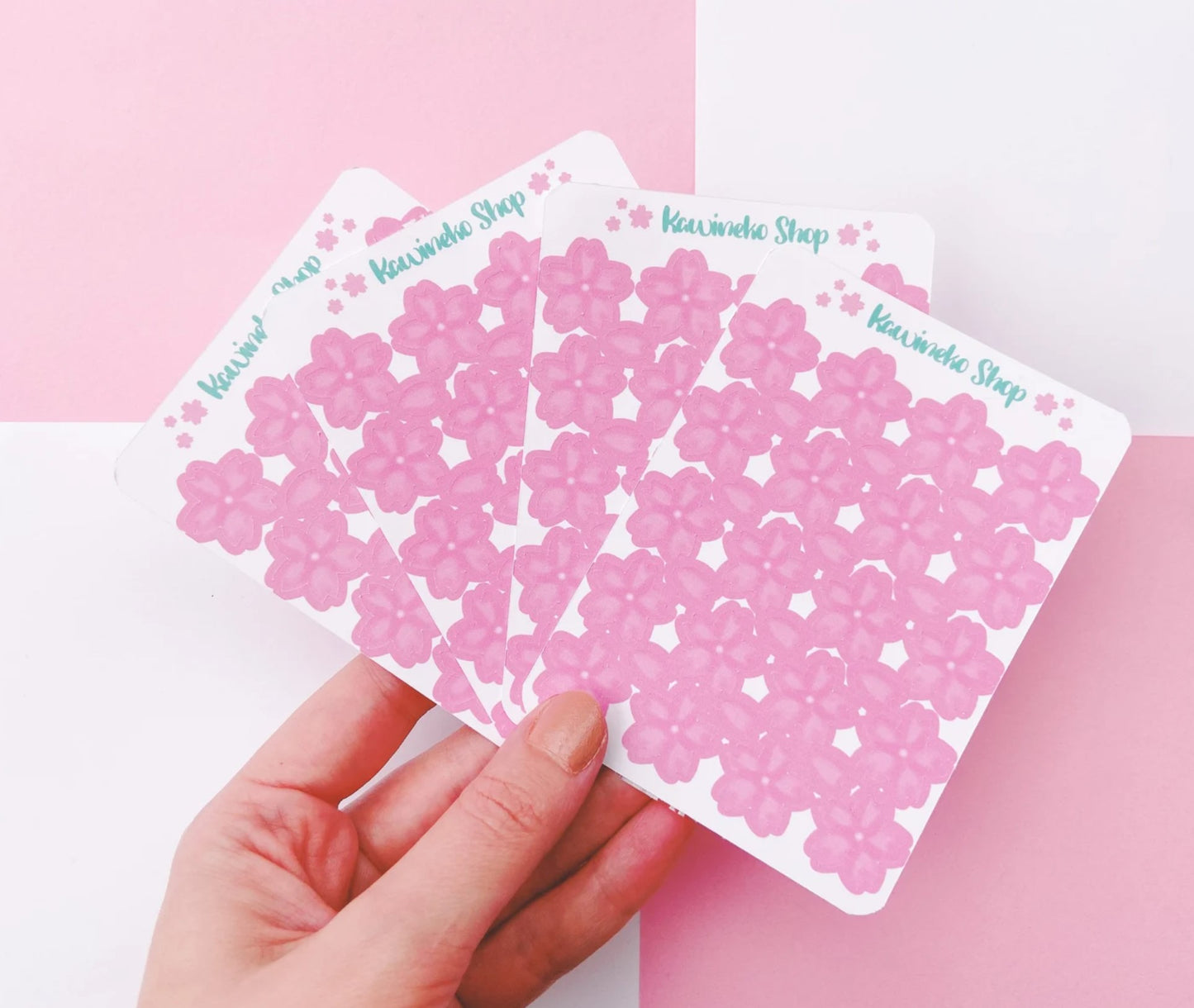 Pink sakura flower stickers