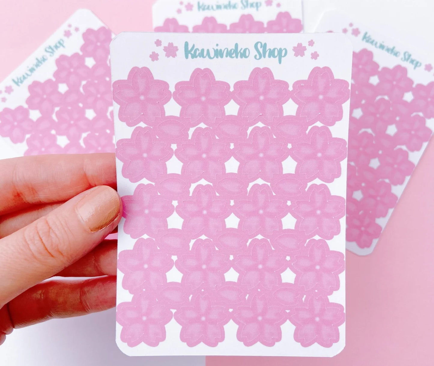 Pink sakura flower stickers