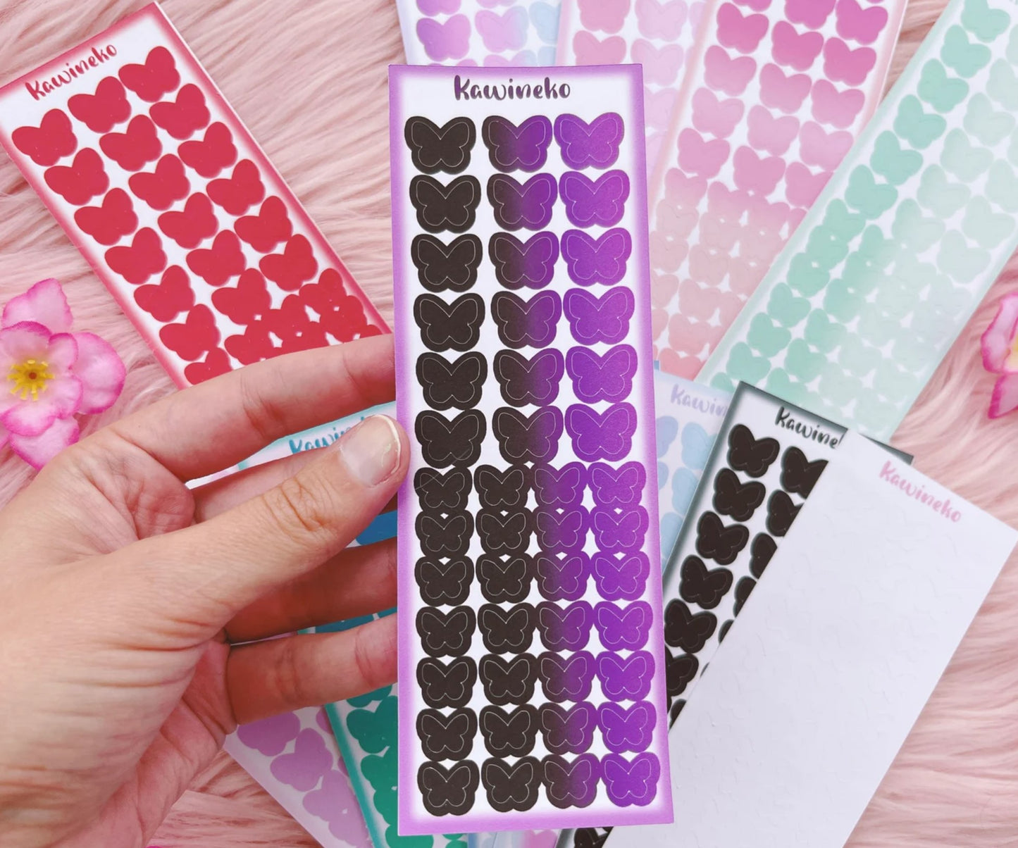 Cute little butterflies shapes sticker sheets