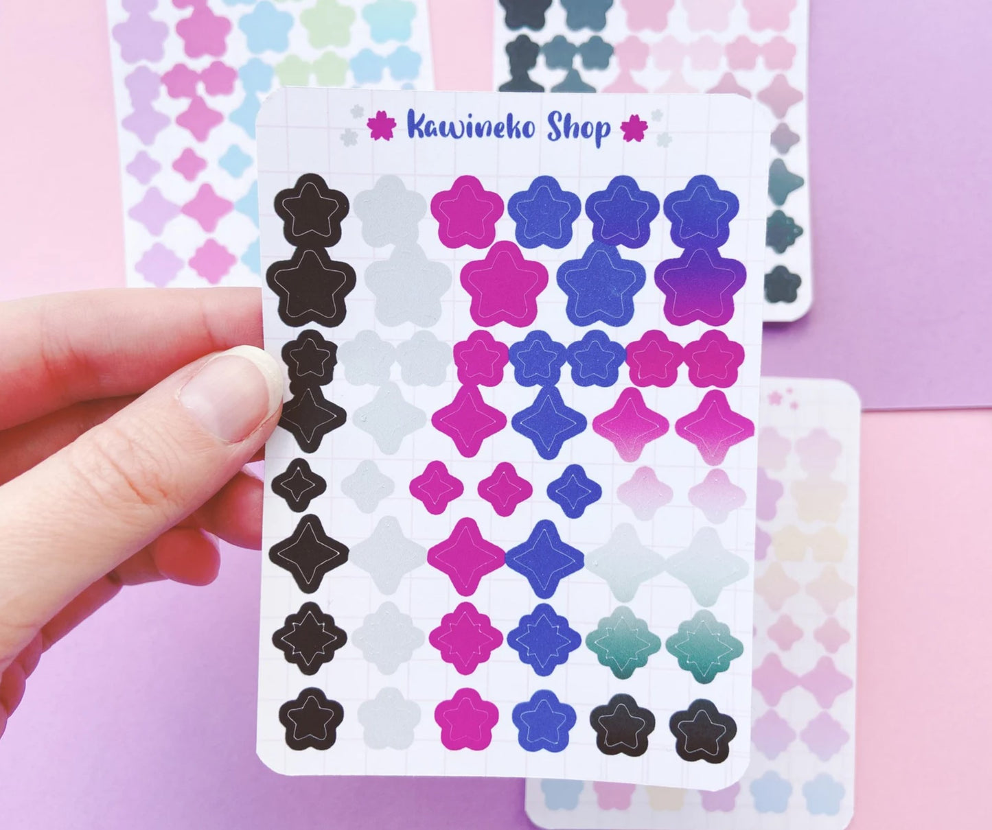 Stars different shapes sticker sheets