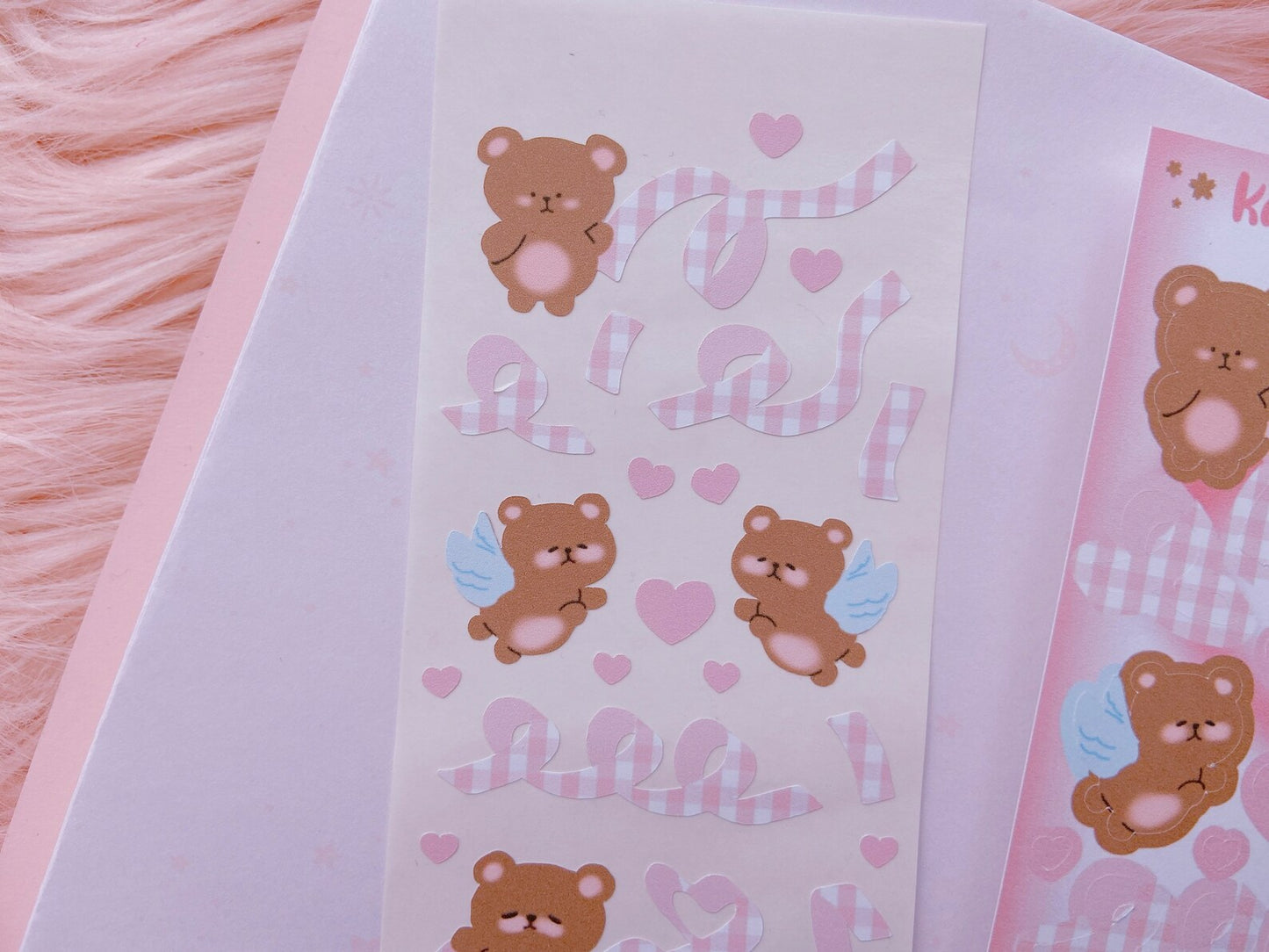 Bears plaid Ribbons valentine day love sticker