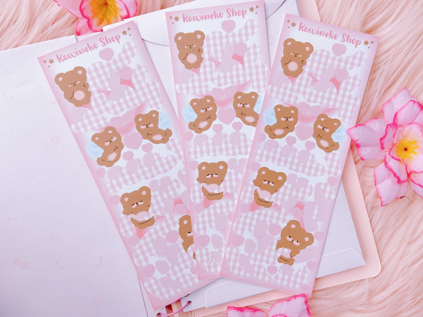 Bears plaid Ribbons valentine day love sticker