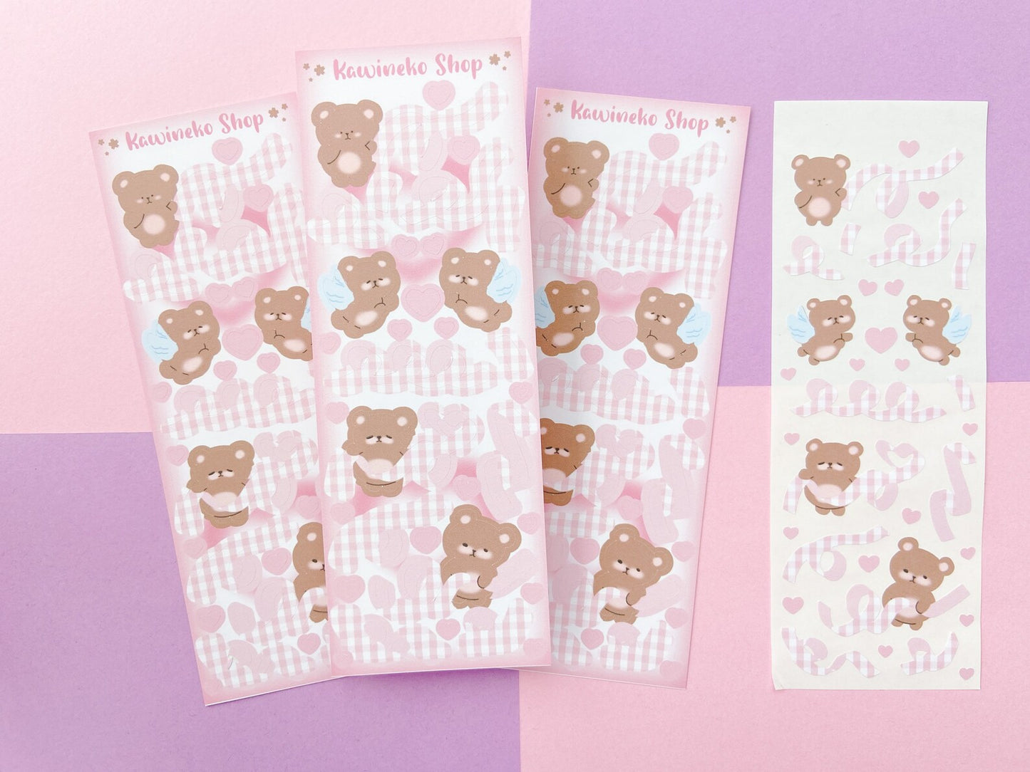 Bears plaid Ribbons valentine day love sticker