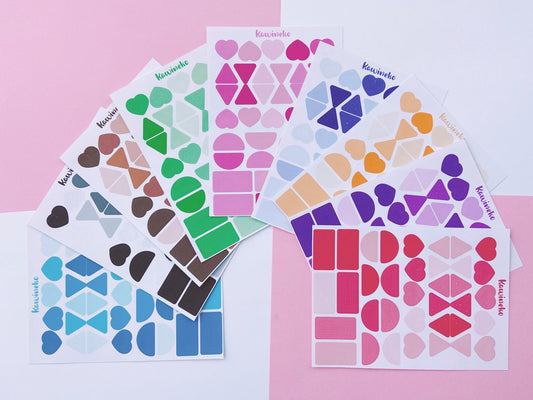 Colorful outline shapes sticker sheets