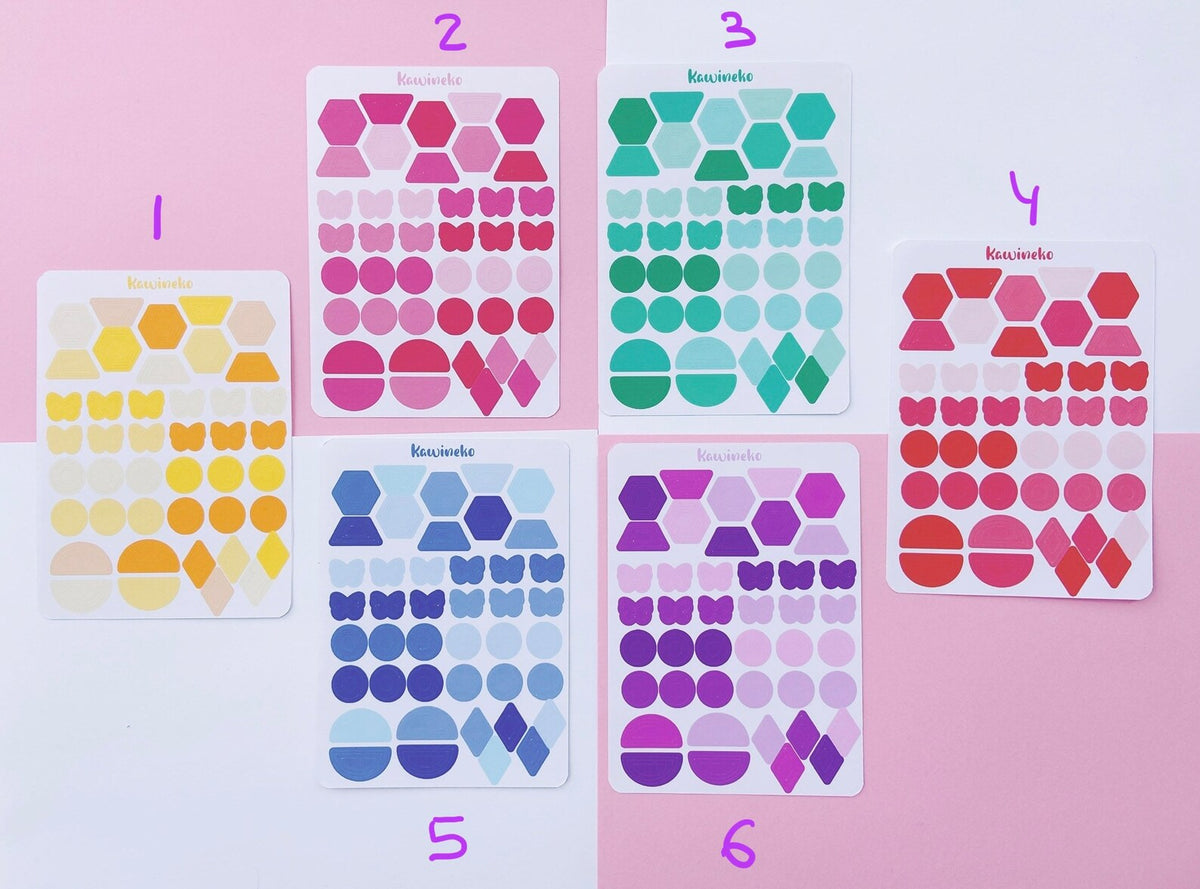 Colorful outline shapes sticker sheets – Kawineko