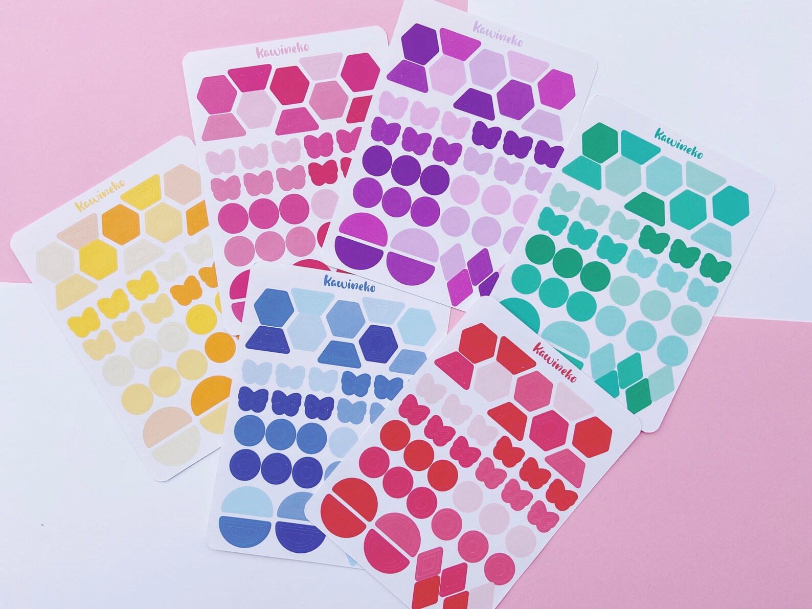 Colorful outline shapes sticker sheets – Kawineko
