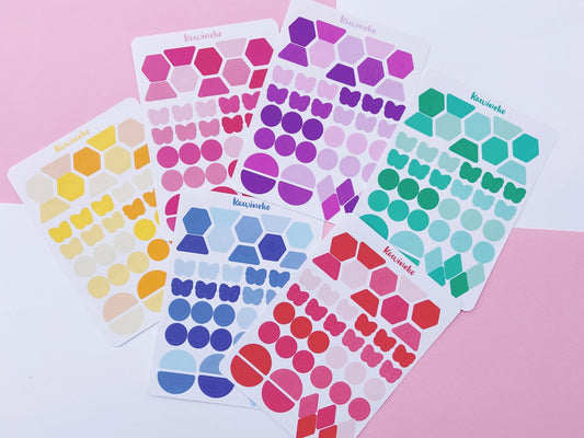 Colorful outline shapes sticker sheets