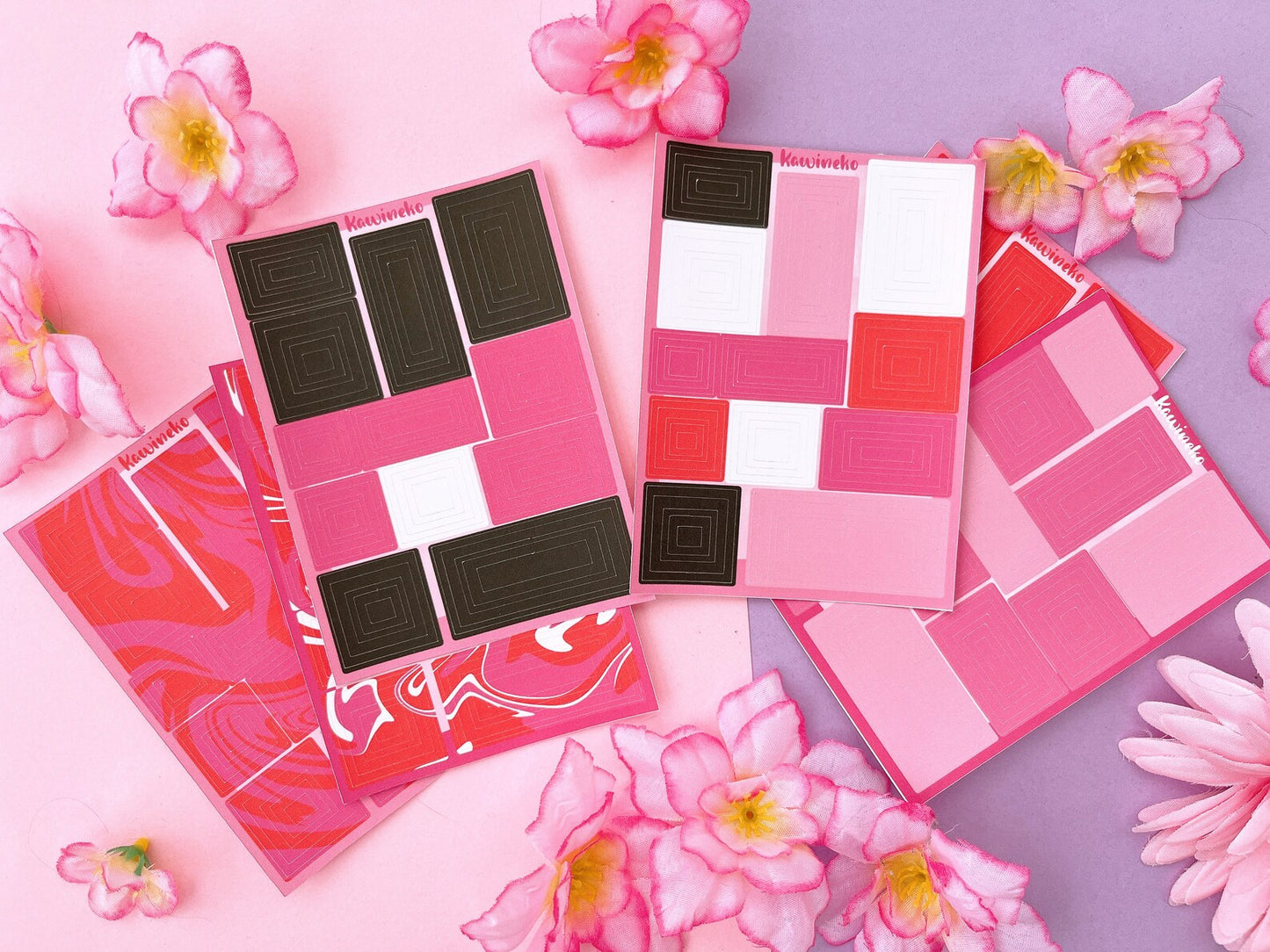 Valentine's Day outline Rectangles sticker sheets